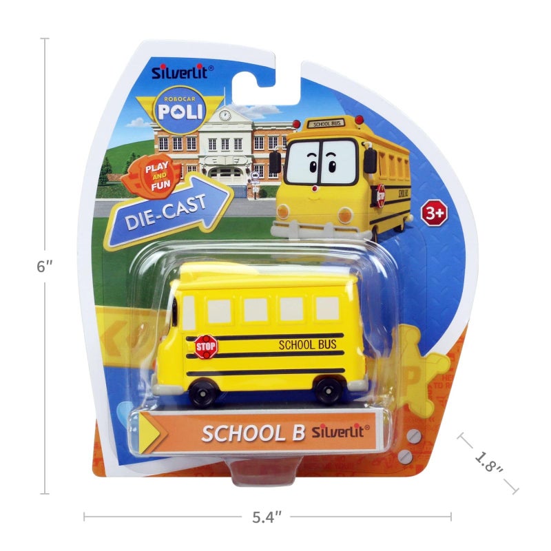 روبوكار بولي Robocar Poli Schoolb DIE-CAST لعبة معدنية سيارات حافلة مدرسية ألعاب نموذج صغير لعبة سيارة دييكاست سيارة حفلة هدايا عيد ميلاد لعب للأطفال الصغار سن 1-5 بنين بنات - Image 4